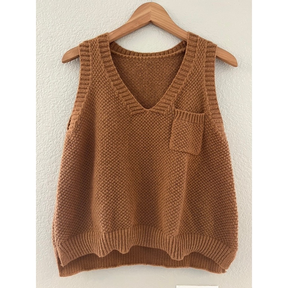 Eclectic Grandpa Sweater Tank Vest Copper Brown Womens Medium